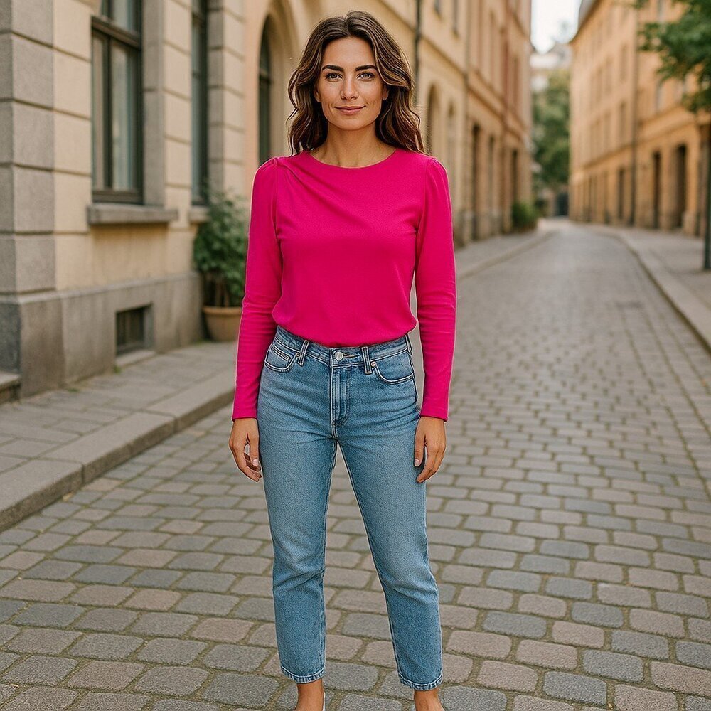 Yves Saint-Laurent Variation Sweater Top Hot Pink Women's Medium Long Sleeve Bow - Picture 2 of 5